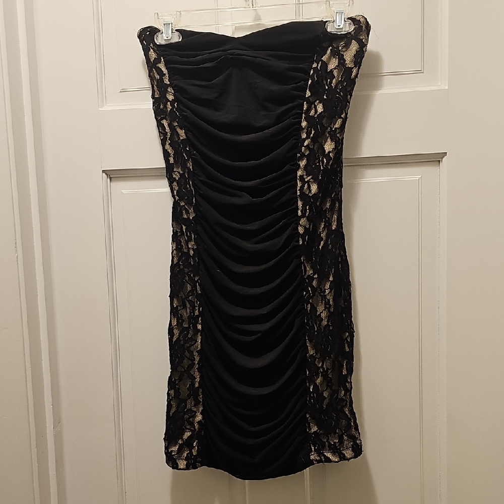 Trixxi Black Ruched Dress